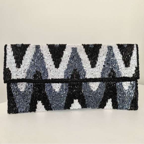 Chevron Beaded Evening Clutch - Picture 1 of 6